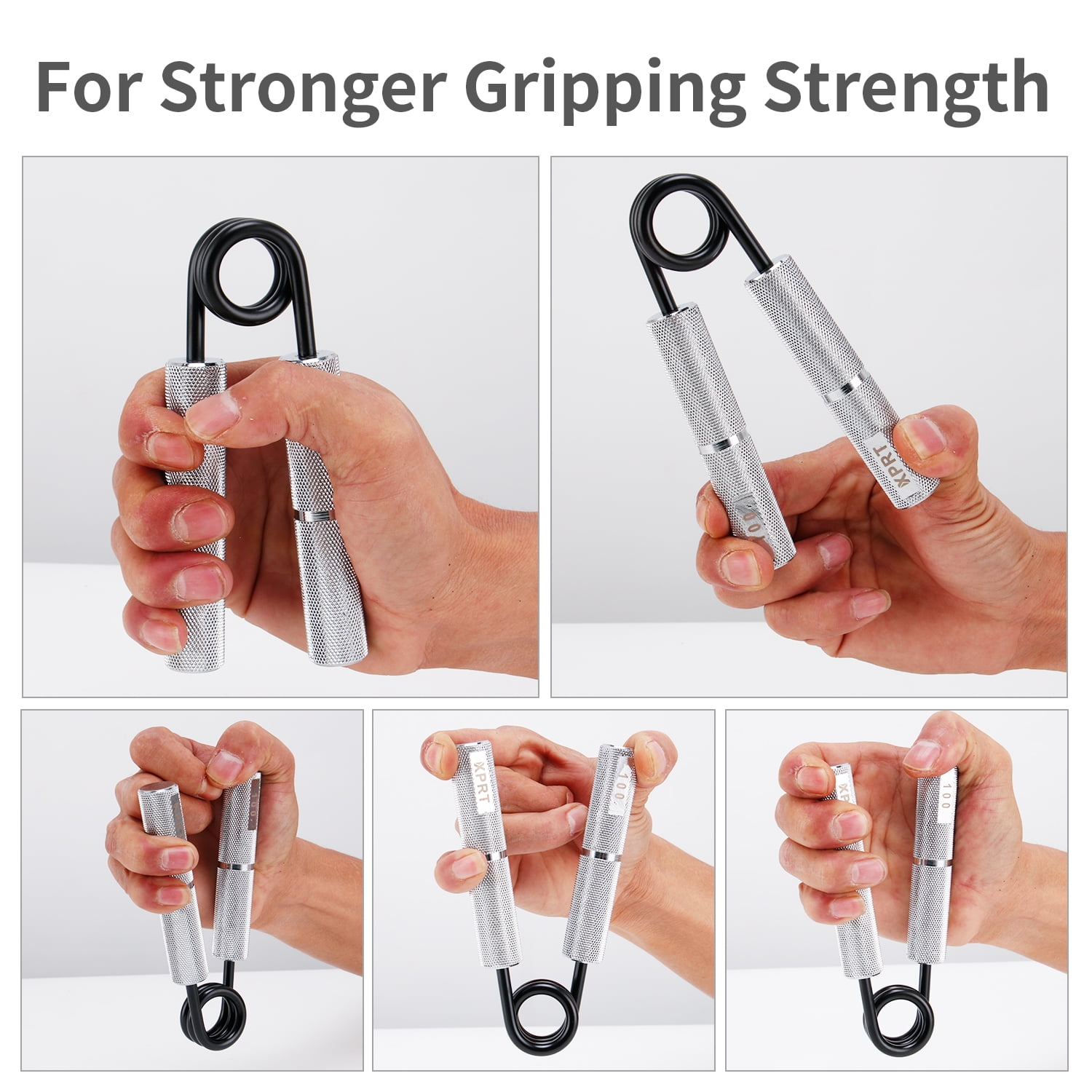 XPRT Fitness Power Gripper Set - Pro Hand Grip Strengthener Set of 3, Wrist and Forearm Exerciser, Build Crushing Grip strength and Mobility 100/150/200 lbs Set