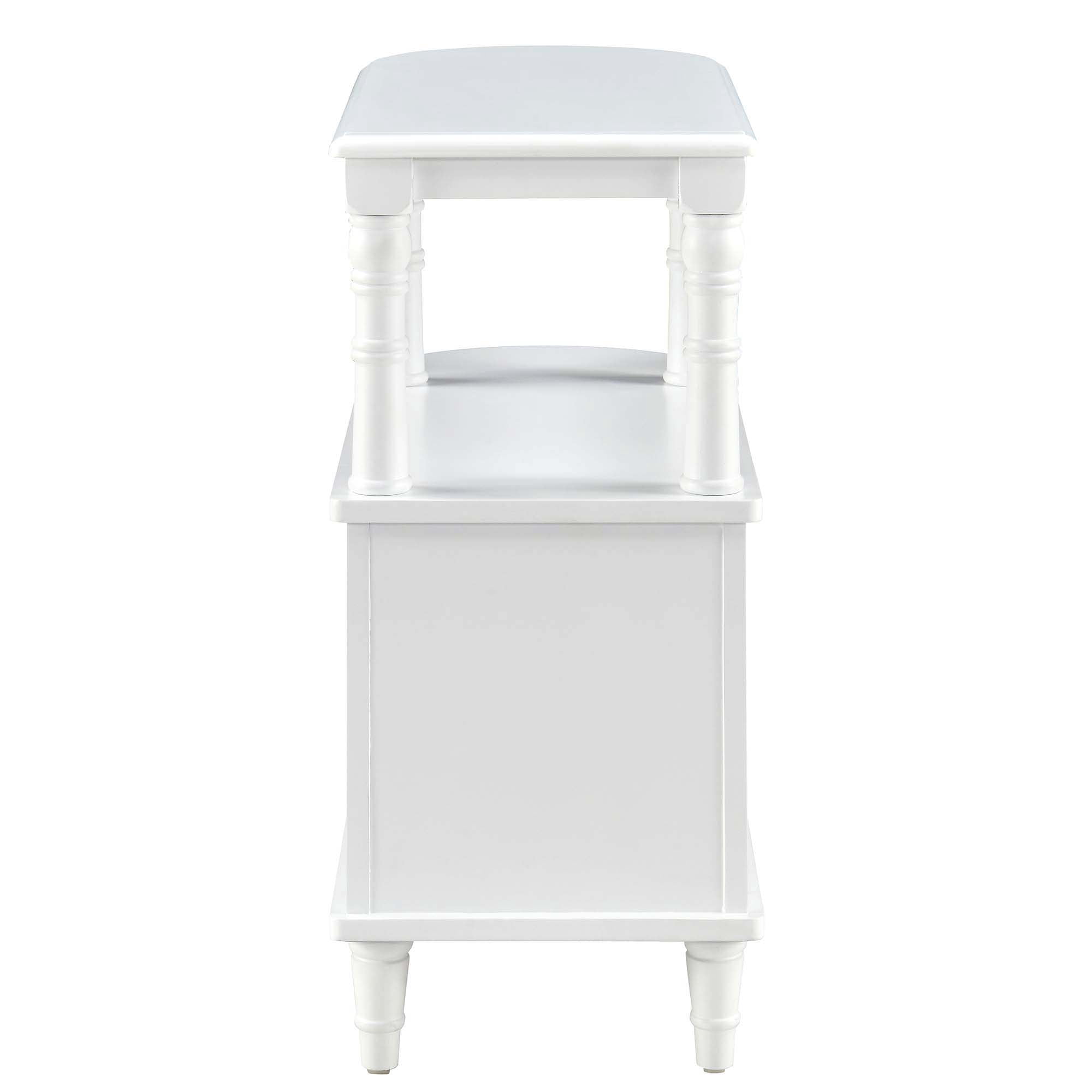 Solid Wood End Table with 2 Drawers, Narrow Sofa Side Table Slim Chair Side Table with Storage Shelf, Vintage Slim Nightstand Bedside Table (White)