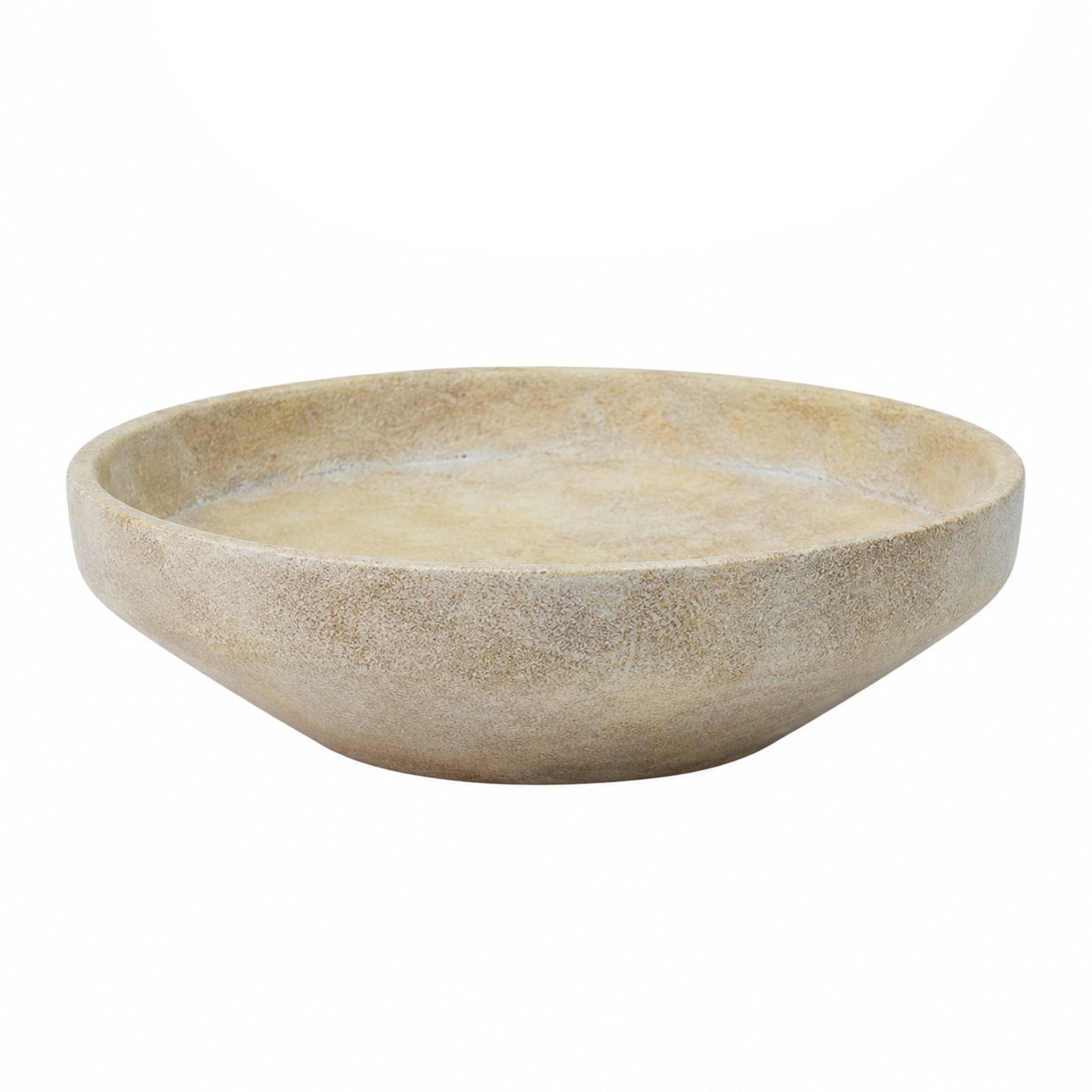 DecMode 12" Round Washed Cream Ceramic Decorative Bowl