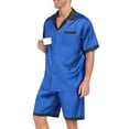 thumbnail image 6 of MINTREUS Men Satin Silk Pajamas Set with Pockets Sleepwear Shorts Satin Loungewear 2 Piece Button Down Set, 6 of 6