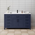 thumbnail image 2 of Wyndham Collection Beckett 60" Wood Single Bathroom Vanity in Dark Blue/White, 2 of 6