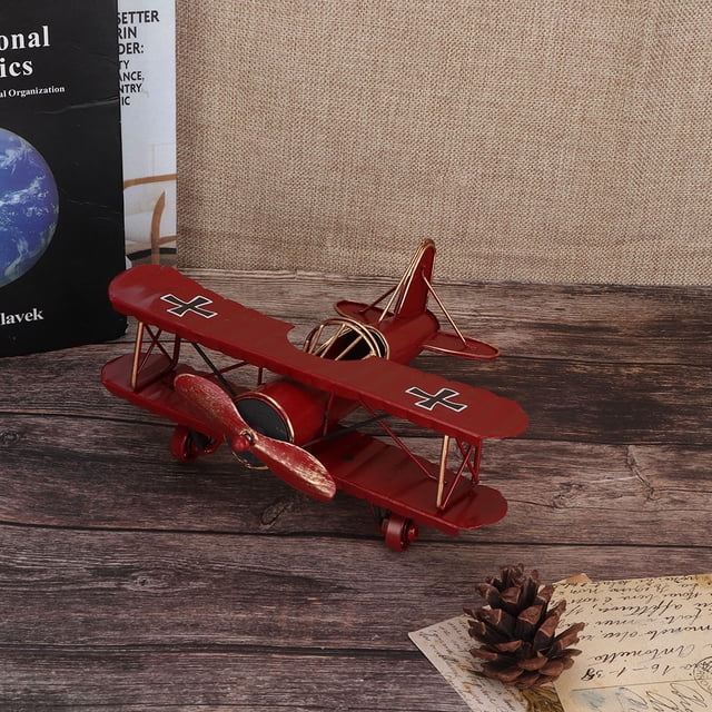 Strong Simulation Effect Unique Biplane Model, Delicate Handmade Crafts Iron Airplane Model, For Living Room TV Cabinet