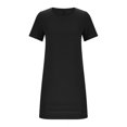 thumbnail image 4 of Robes d'Été Plissées pour Femmes Décontractées en Coton et Lin Robe Midi Tnuic Élégante à Manches Courtes Robe T-Shirt, 4 of 6