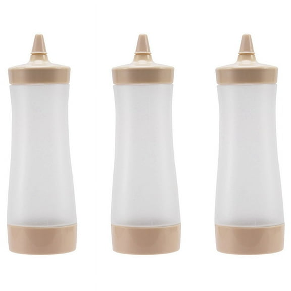 3X Squeeze Bottle Boat Plastic Sauce Vinegar Oil Ketchup Cruet Condiment Dispenser Beige   Transparent