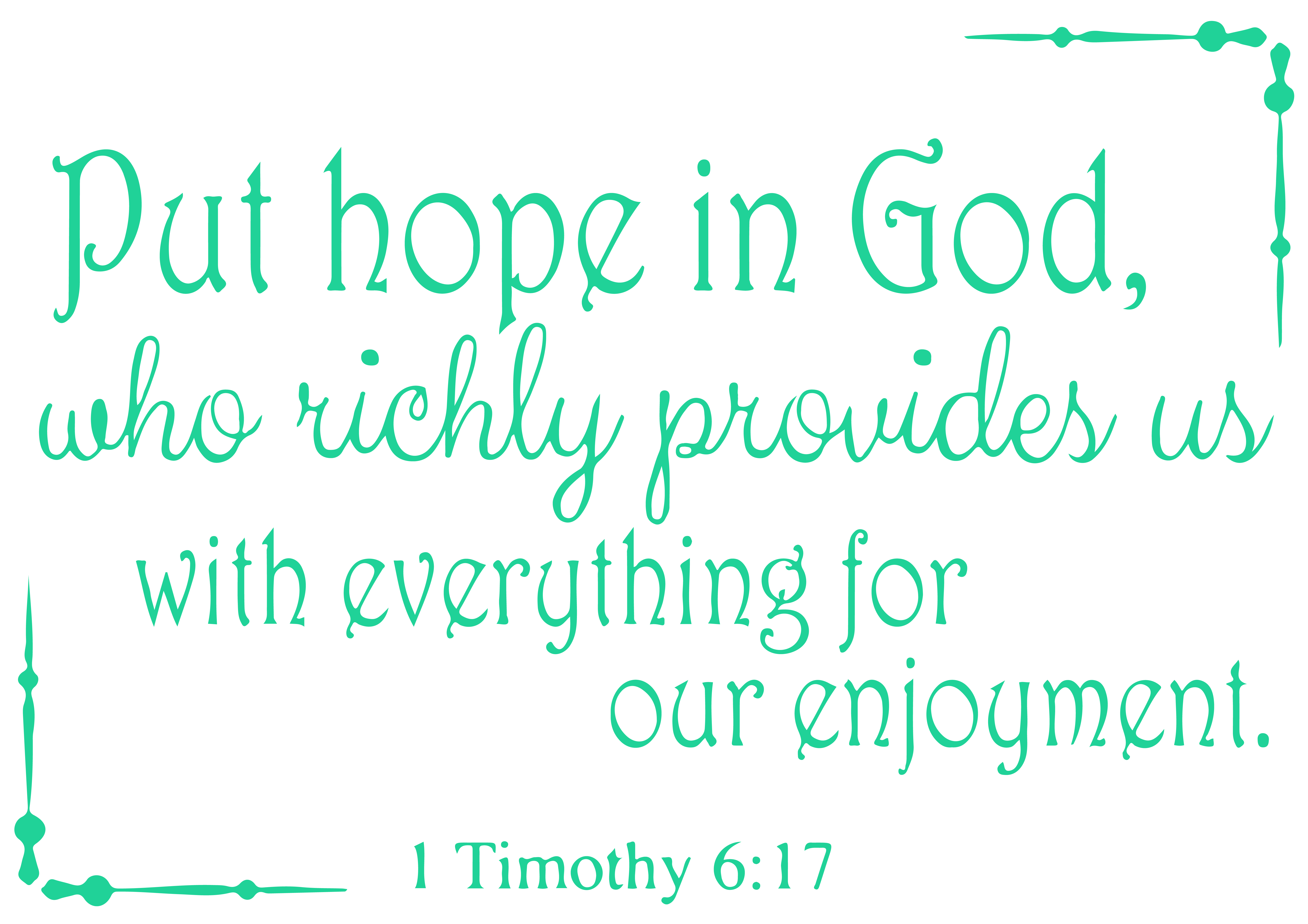 1 Timothy 6 17 Put Hope In God Who Richly Vinyl Decal Sticker Quote 