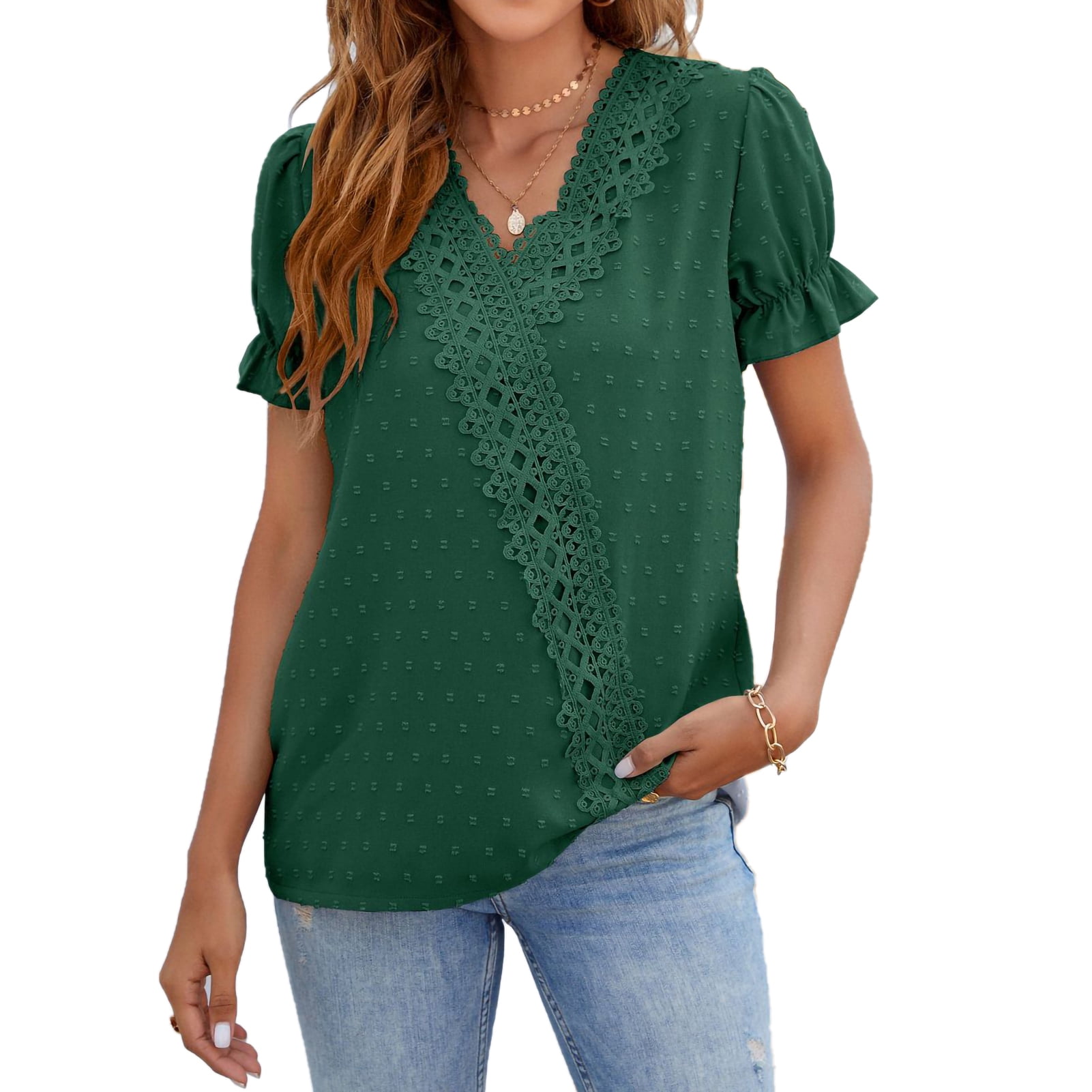 green v neck top