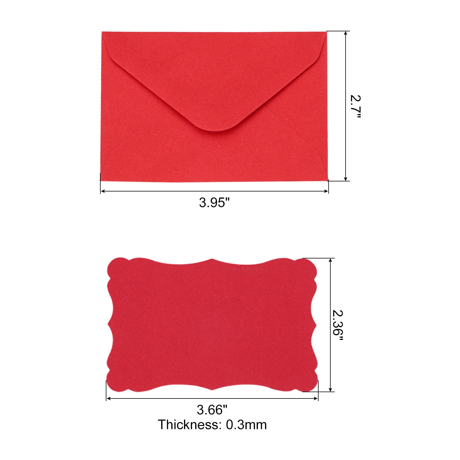 3.7"x2.4" Mini Envelopes with Blank Paper Business Cards, 200 Pack Small Index Flash Cards Words, Colorful