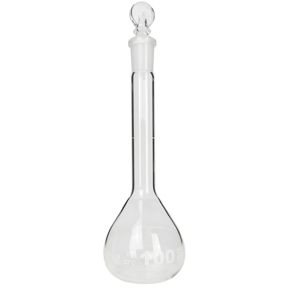 Volumetric Flask with Ground Glass Stopper, 100ml Capacity by Go Science Crazy