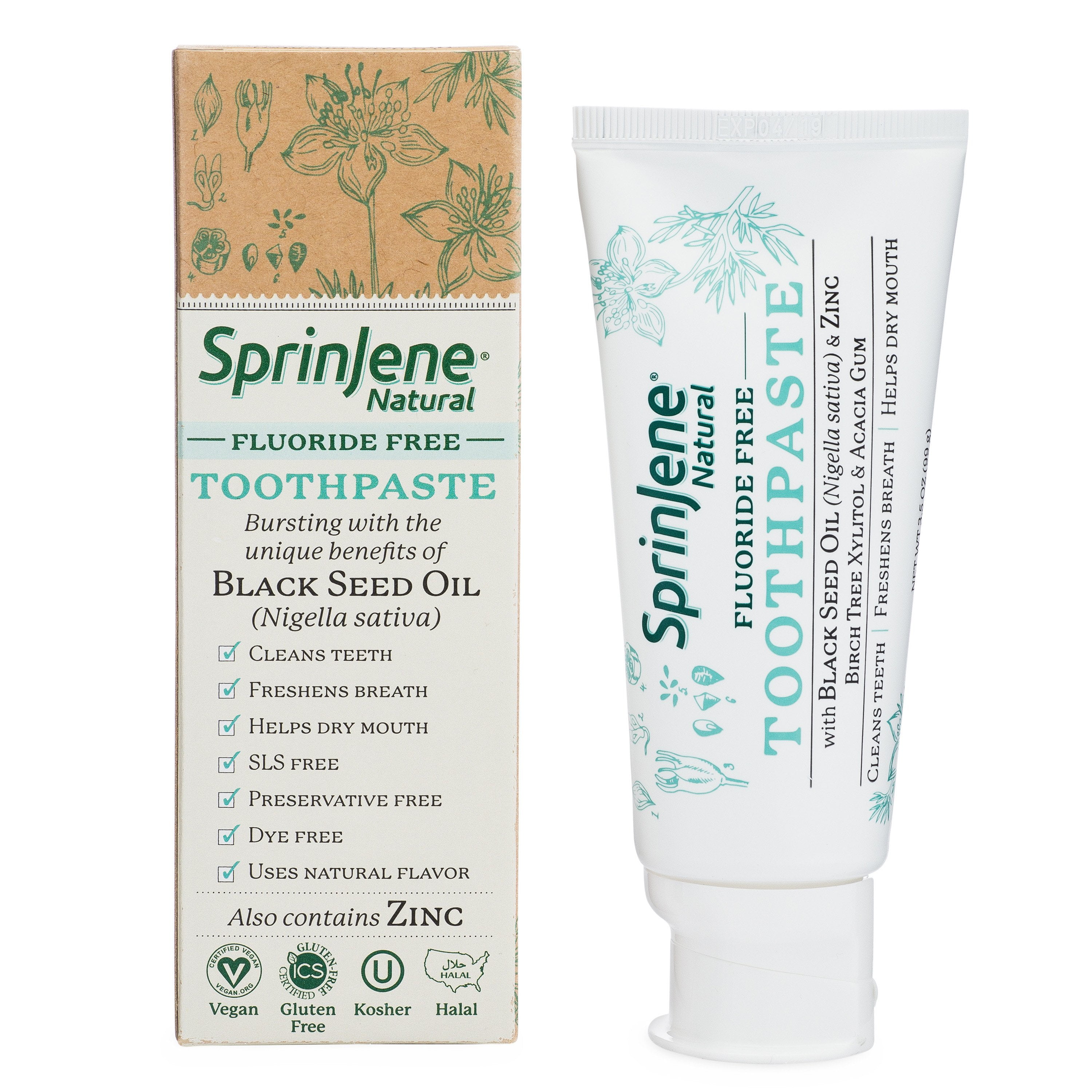 SprinJene Natural® Adult Fluoride Free Toothpaste