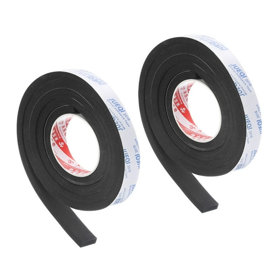 Uxcell 2 Roll 1-1/5"W x 3/8"T x 6.6Ft Self-Adhesive EVA Insulation Foam Tape, Black