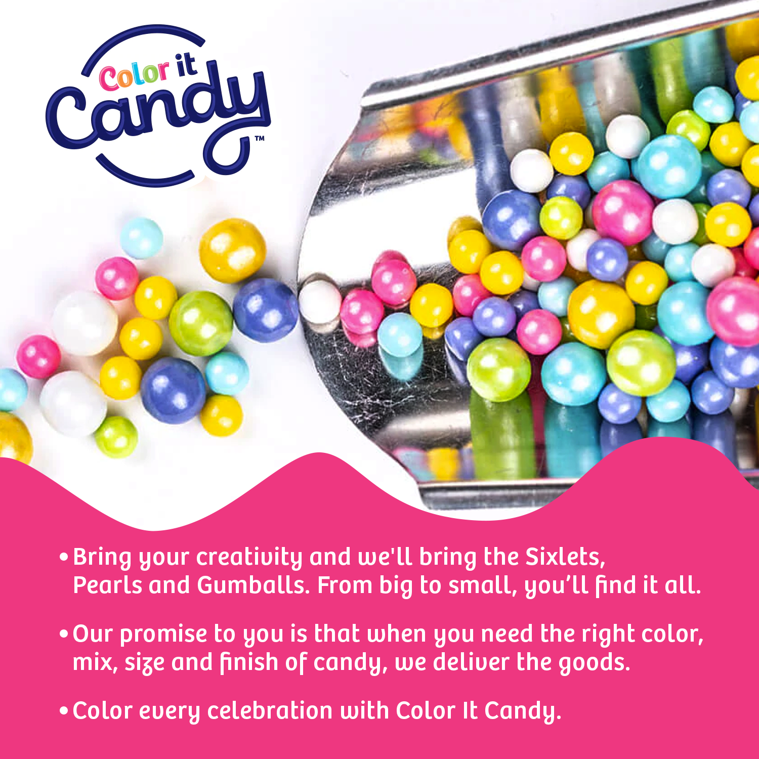 Color It Candy White Decorative Candy Buffet Sixlets, 14 oz