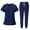 01-Navy, variant on Scrubs for Women Set Stretch V-Neck Scrub Tops & Cargo Pant Quick Drying Solid Medical Nurse Uniform with Pockets