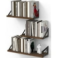 thumbnail image 2 of Ophanie OH 16 inch Wood Floating Shelves Wall Mounted Shelves, Brown, Set of 3, 2 of 8