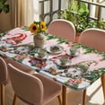 thumbnail image 3 of Pink Christmas Table Cloths for 5 Foot Rectangle Tables, Gnomes Xmas Tree Snowflake Gifts Patio Waterproof Elastic Fitted Tablecloths, Washable Rectangular Table Cover for Camping, 3 of 8