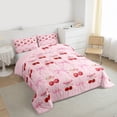 thumbnail image 3 of jejeloiu Kawaii Cherries Full Size Comforter Sets,Cute Cartoon Bowtie Bedding Sets For Girl Teens Reversible 3 Pieces, 3 of 8