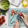 thumbnail image 3 of Tsunami Cutting Board, Hands Making Heart Sign with Drawn Ocean Wave in the Night Storm Sea Illustration, Decorative Tempered Glass Cutting and Serving Board, in 3 Sizes, by Ambesonne, 3 of 5