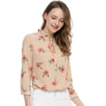 thumbnail image 1 of Allegra K Blusa Floral De Manga Larga Con Lunares Y Escote Con Volantes Para Mujer Albaricoque L, 1 of 6