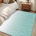 thumbnail image 4 of Modern Teal Green Area Rugs 4'x6', Washable Small Throw Rugs for Office Bathroom, Abstract Ombre Geometric Morocco Indoor Outdoor Rug Non-Slip Low Pile Carpet Runner Reversible Floor Mats, 4 of 8