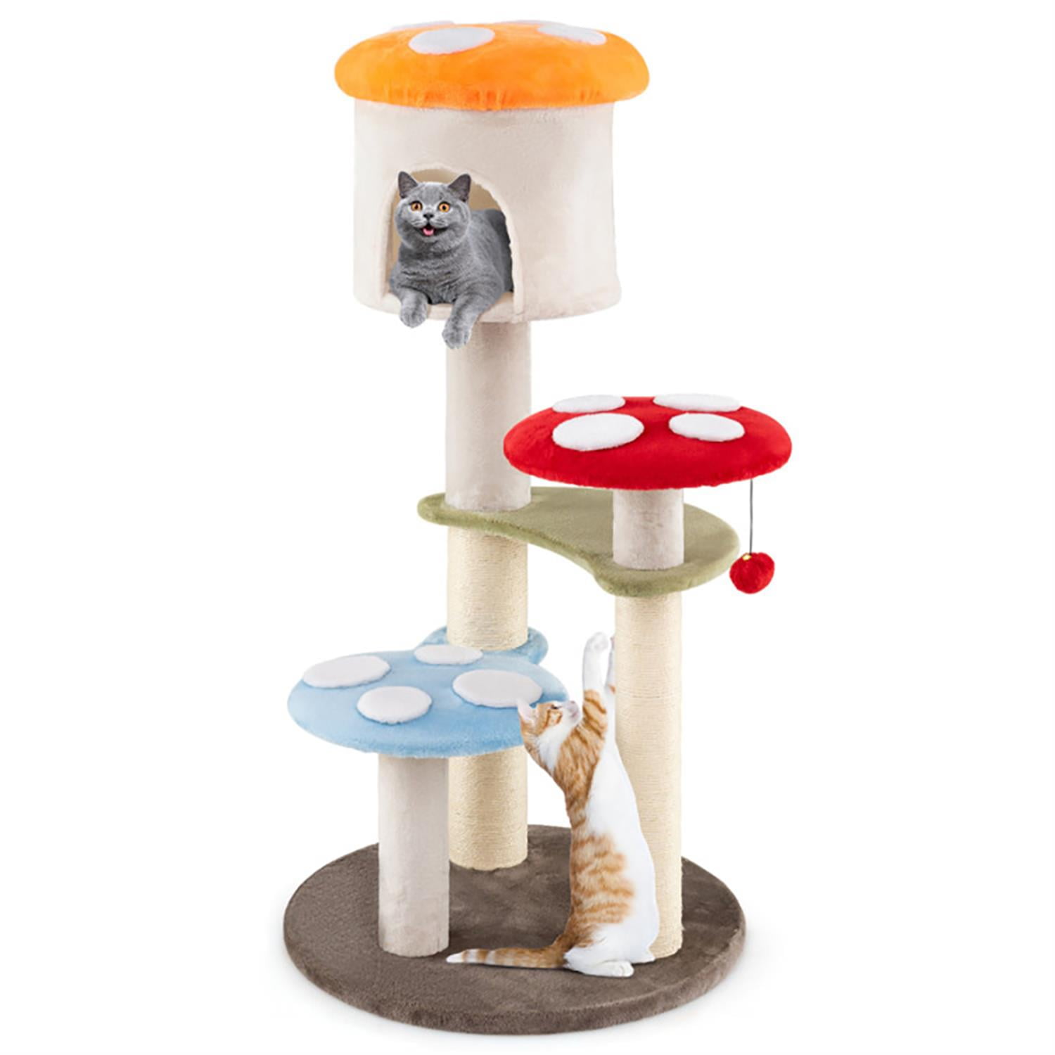 Kadyn 48" Cat Tree Tower with Cute Condo for Indoor Cats, Cat Tree House with Scratching Posts and Dangling Ball, Multicolor