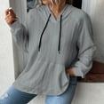 thumbnail image 2 of kpoplk Hooded Sweatshirts Women's Solid Long Sleeved Tops Hoodie Sweatshirt Pullover Tops(Grey,S), 2 of 5