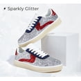 thumbnail image 6 of LUCKY STEP Glitter Fashion Sneakers Retro Sparkly Shiny Casual Shoes,Silver&Red,Womens, 6 of 11