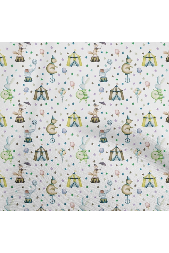 Viscose Jersey Off White Fabric Circus Craft Projects Decor Fabric Printed By The Yard 60 Inch Wide