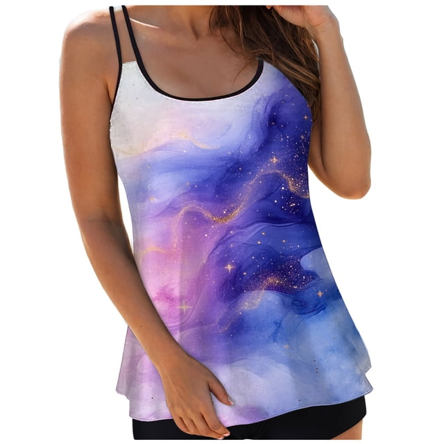 adviicd Bathing Suit Tops Modest Tankini Tops for Women - Loose Fit Swim Tops No Bottom(Purple,S)