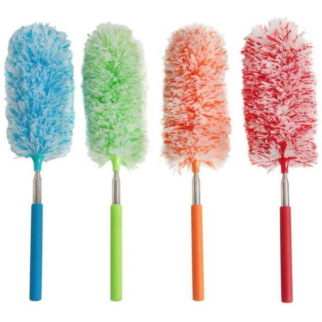 4 Pcs Microfiber Duster, Microfibre Hand Duster Washable Dusting Brush Cleaning Tool Extendable Dusters for Cleaning Home Office,Car, Computer, Air Condition, Washable Duster