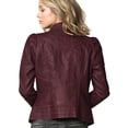thumbnail image 4 of Made by Johnny Women's Vegan Leather Motorcycle Jacket M WINE, 4 of 6