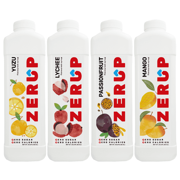 Zerup Zero Sugar Exotic Fruits Sugar-Free, Zero Calories Pack of 4 33.8 Oz (1L)