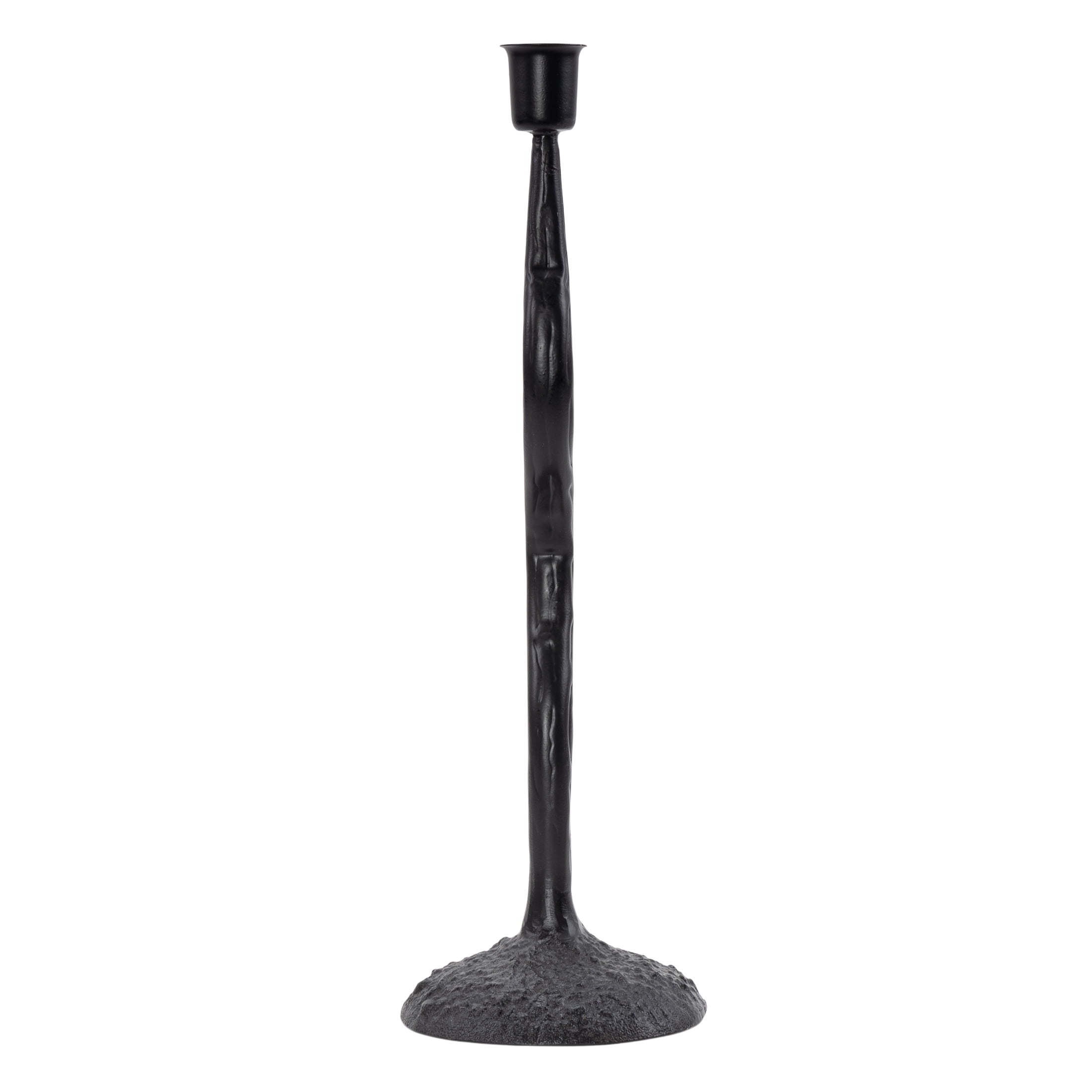 DecMode Black Metal Candle Holder with Round Base