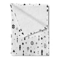 thumbnail image 2 of Tribal Soft Flannel Fleece Throw Blanket, Plain Background with Arrows Feathers and Aztec Native Style Geometric Print, Cozy Plush for Indoor and Outdoor Use, 50" x 60", Black and White, by Ambesonne, 2 of 5