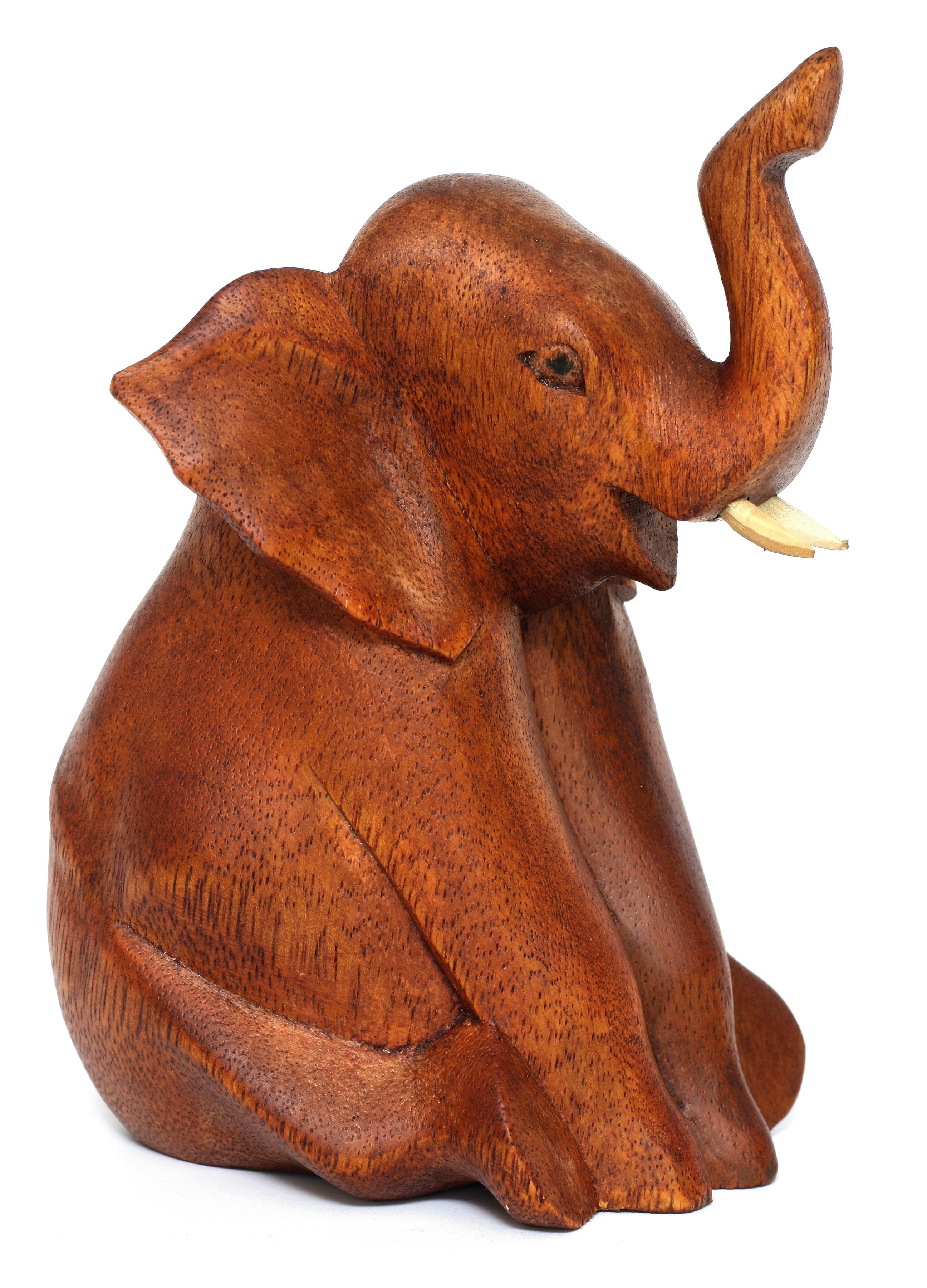 Resin Elephant Carved Figurine Collectible Handmade Animal Miniature Craft Decor 