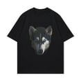 thumbnail image 2 of Wolf Face Print Black T-Shirt For Men And Women Casual Wear Outdoor Adventure Fashion Statement Piece, 2 of 4