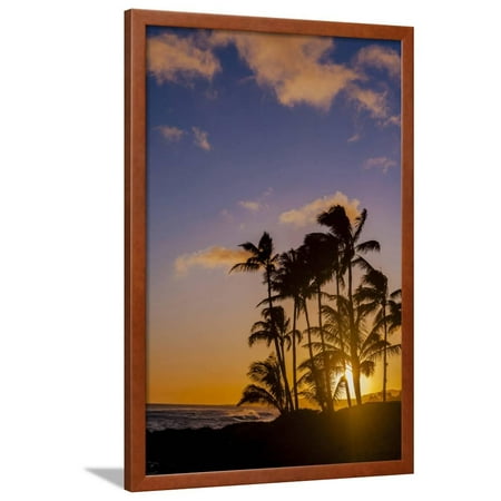 Kauai Hawaii Usa Framed - Sunset at Poipu Beach, Kauai, Hawaii, USA Framed Print Wall Art By Richard Duval