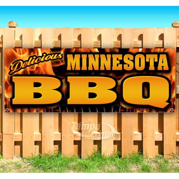 Minnesota BBQ 13 oz heavy duty vinyl banner sign with metal grommets, new, store, advertising, flag, (many sizes available)