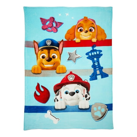 PAW Patrol Kids Blue Print Fleece Bed Blanket, Twin/Full