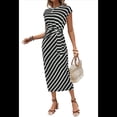 thumbnail image 2 of Vestido de Verano para Mujer, con Cuello Redondo, Informal, Elegante, con Lazo en la Cintura y Corta. y Negro M, 2 of 9