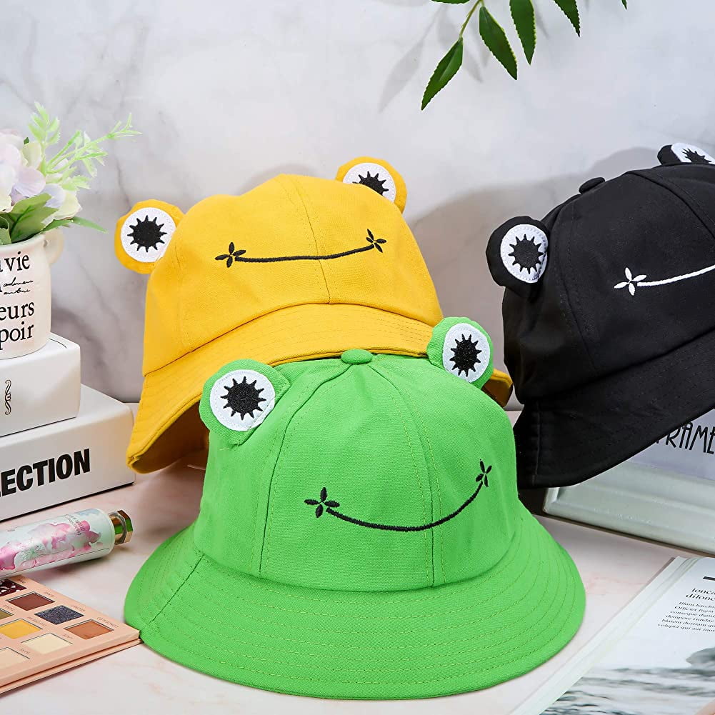 4 Pack Frog Bucket Hats Wide Brim Cotton Sun Hats Outdoor Sports Geyoga 4 Pack Frog Bucket Hats Wide Brim Cute Fisherman  main image 3