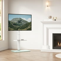 AOKCOS Modern Swivel Floor TV Stand for 32 - 65 inch Tv with One Shelf,White