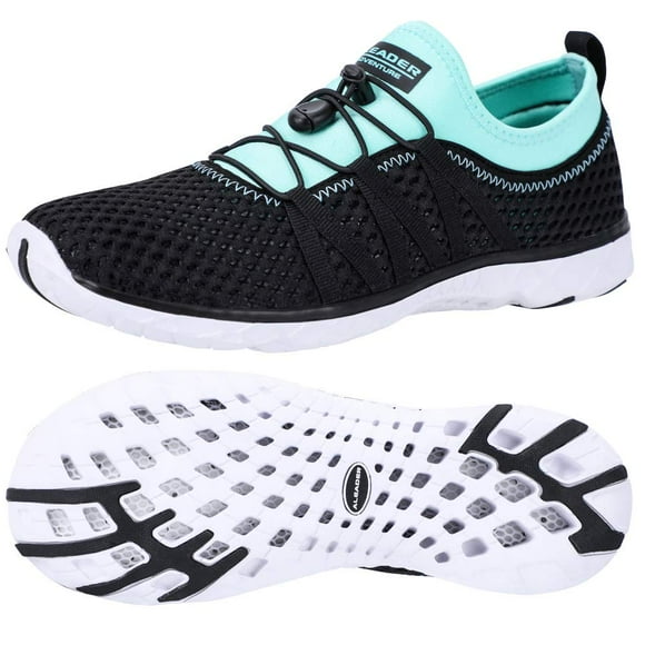 Zapatillas acuáticas ALEADER para mujer, negro/cian/azul, talla 9 (39/40 EU)
