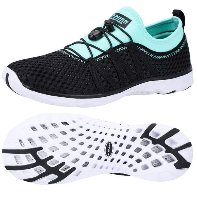 Zapatillas acuáticas ALEADER para mujer, negro/cian/azul, talla 9 (39/40 EU)