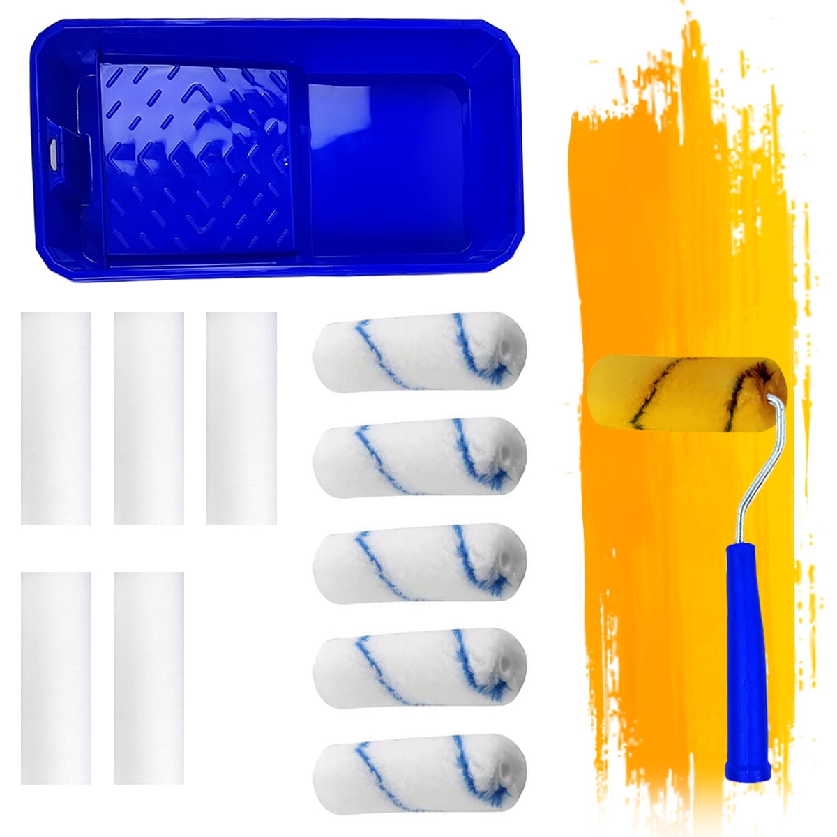 Paint Supplies Paint Roller Kit for Wall Paint Tray with Handle Sponge and covers Paint Rollers