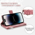 thumbnail image 3 of Jiahe Cover for iPhone 11 Pro, Wallet Case with Card Holder and Crossbody Lanyard, Flip Leather Flower Pattern Magnetic Closure Zipper Pocket Case Kickstand Shockproof Cover, pink, 3 of 6
