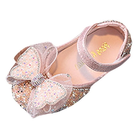 

NIUREDLTD Fashion Summer Girls Dance Shoes Princess Dress Performance Shoes Pearl Sequin Ribbon Bow Solid Color Size 27