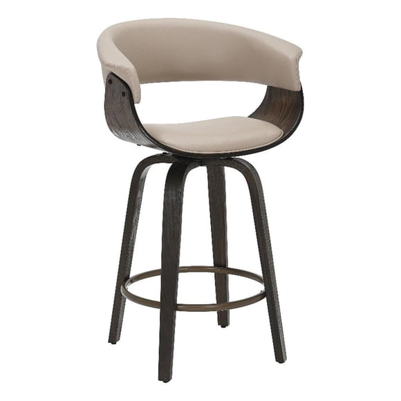 Tabouret de Comptoir de 26 Po en Bois Courbé Inspire avec Pivot, Champignon et Noyer (Ensemble de 2)