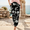 thumbnail image 2 of Jamsmile Womens Pants Casual Boho Floral Print High Waist Stretch Wide Leg Pants With Pockets Summer Lightweight Loose Flowy Trousers, 2 of 4