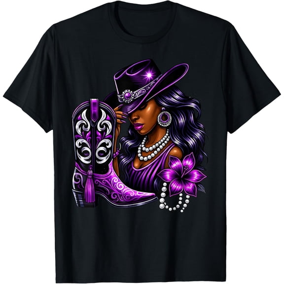 Purple Black Cowboy Cowgirl Western Rodeo Melanin Black History T-Shirt TShirt