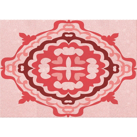 Ahgly Company Indoor Rectangle Patterned Light Red Pink Area Rugs, 3' x 5'