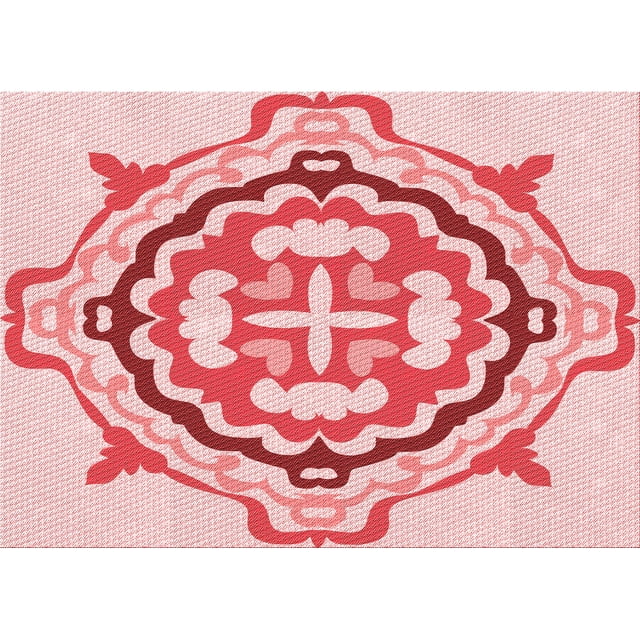 Ahgly Company Machine Washable Indoor Rectangle Transitional Light Red Pink Area Rugs, 2' x 5'